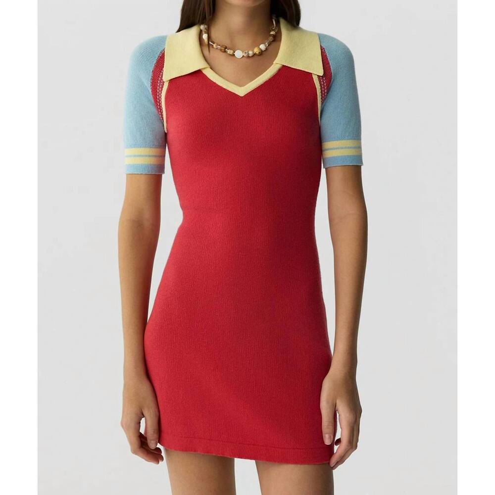 NEW GUEST IN RESIDENCE ace polo mini dress in scarlet combo